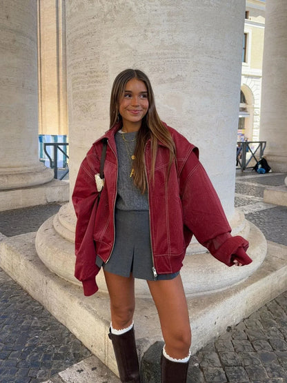 Lara -  Oversized leren jas