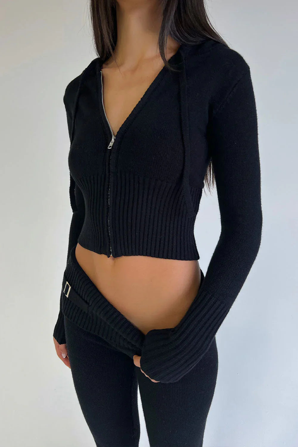 Stijlvolle Zip-Up Hoodie & Low Rise Broek Set