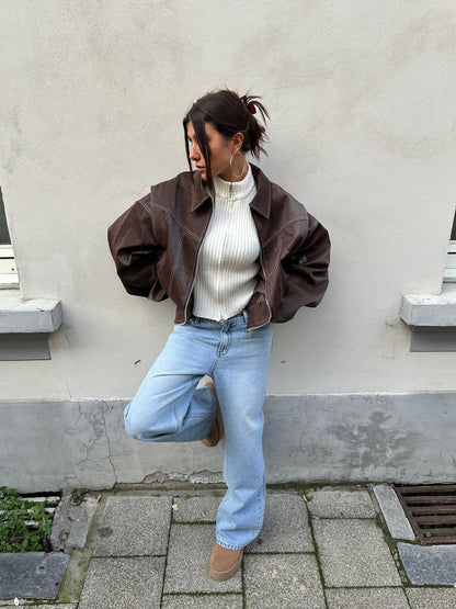 Lara -  Oversized leren jas